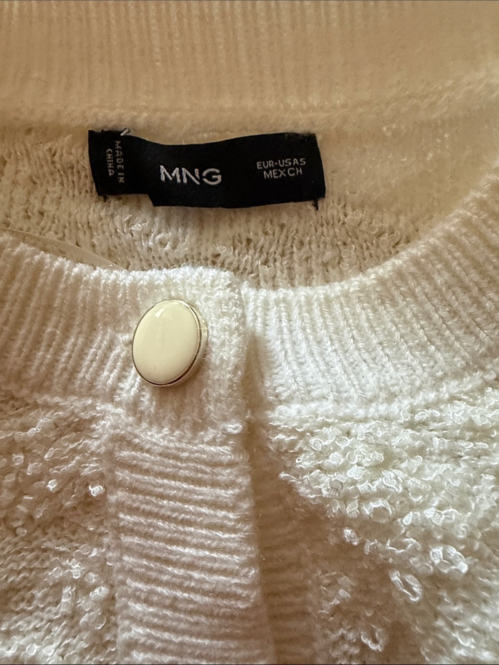 Mango Cream Textured Teddy Cardigan with Gold Buttons - Picture 8 of 8